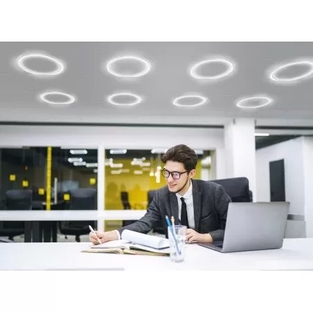 Plafonnier dalle ronde led 40w-3500lm-4000k-avar bureau acceuil
