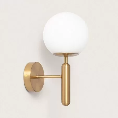 applique-murale-boule-blanche-culot-e14-metal-dore