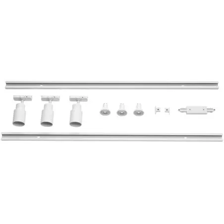 PURI 2.0 kit pour rail 1 allumage, 2 rails 1m, 3 spots, 1 connecteur, 2 embouts, blanc