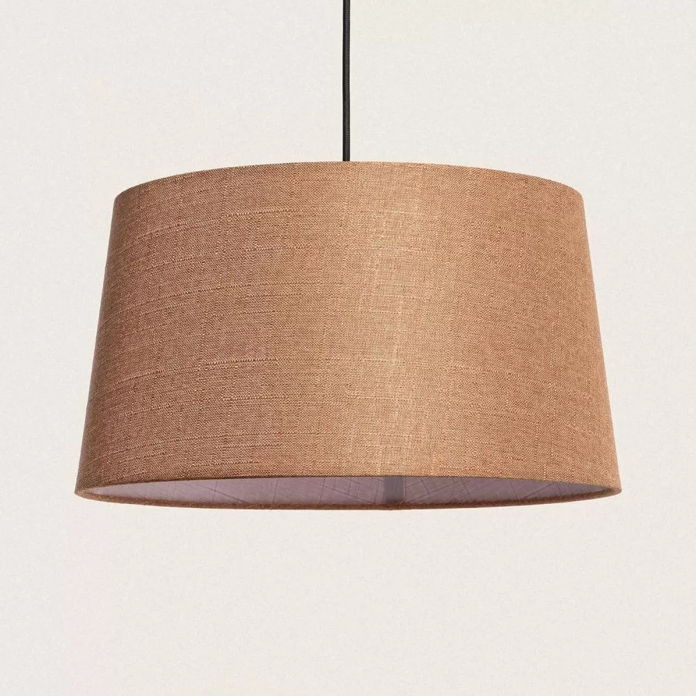 suspension-abat-jour-lin-40cm-culot-e27-marron