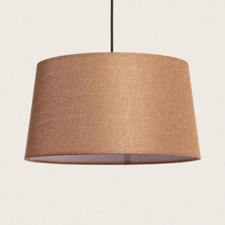 suspension-abat-jour-lin-40cm-culot-e27-marron