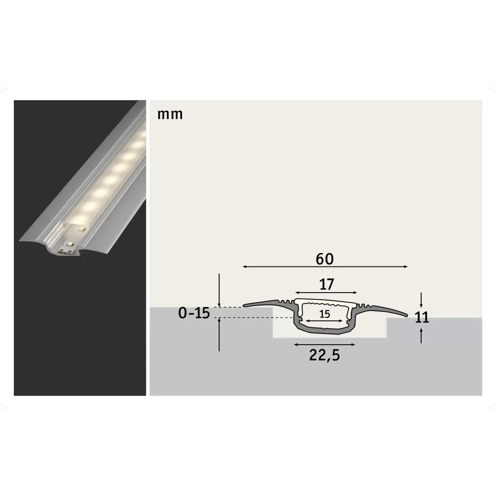 Fonction Profilé Step diffuseur 100 cm Alu anodisé/satin alu/plasti...