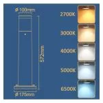 borne-potelet-noir-57cm-9w-led-5-teintes-900-lumens