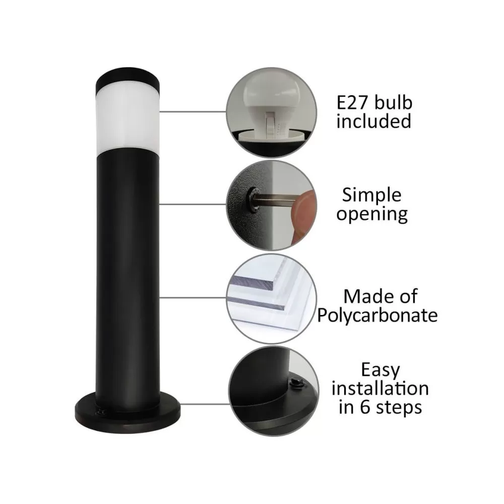 borne-potelet-noir-57cm-9w-led-5-teintes-900-lumens