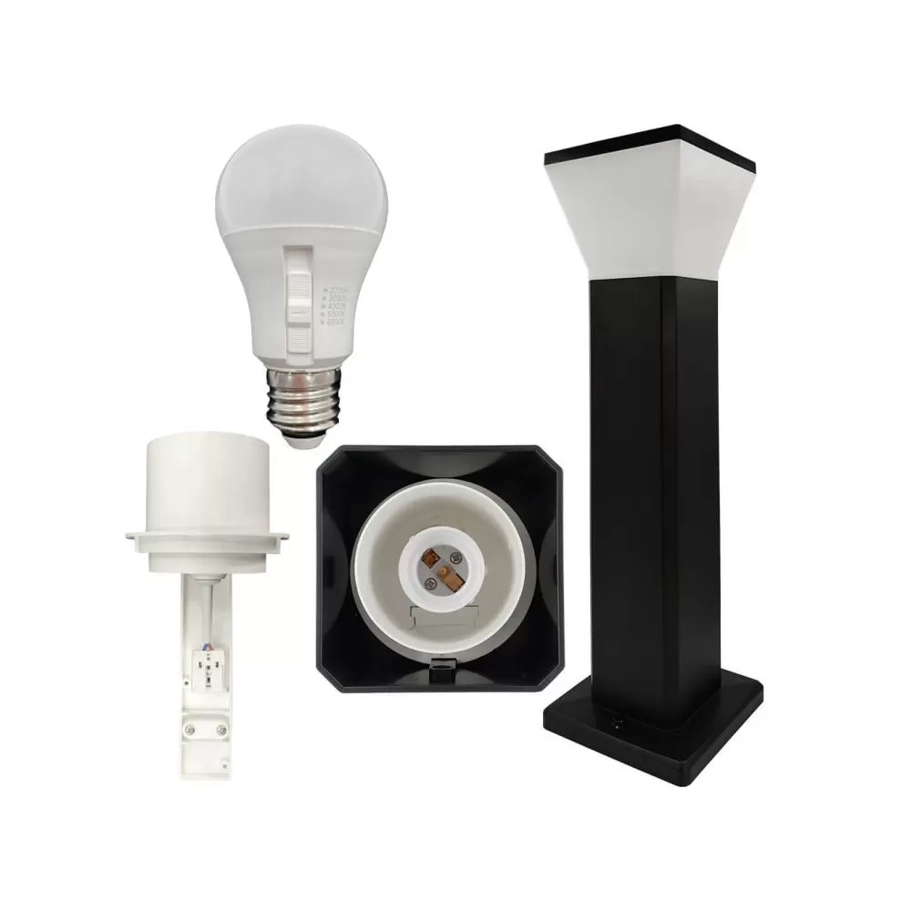 borne-potelet-noir-57cm-9w-led-5-teintes-900-lumens