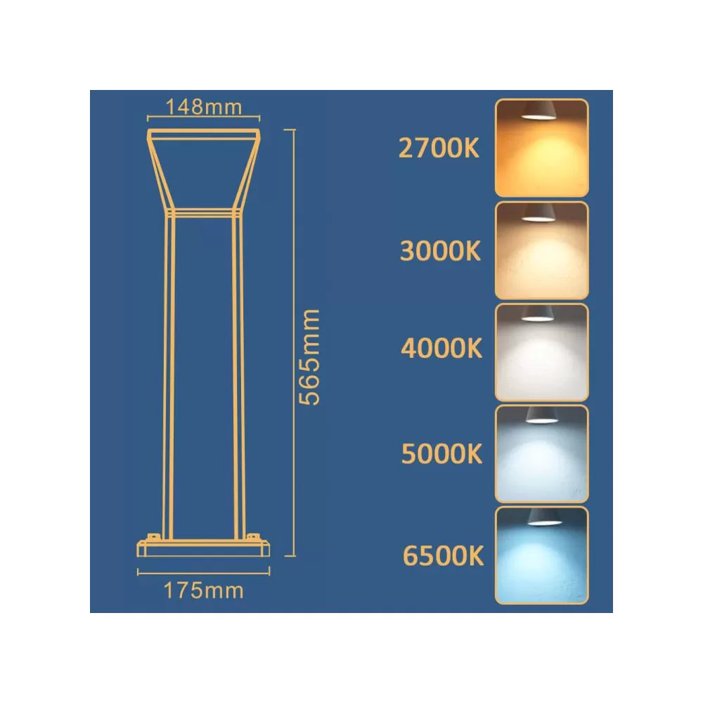 borne-potelet-noir-57cm-9w-led-5-teintes-900-lumens