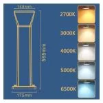 borne-potelet-noir-57cm-9w-led-5-teintes-900-lumens