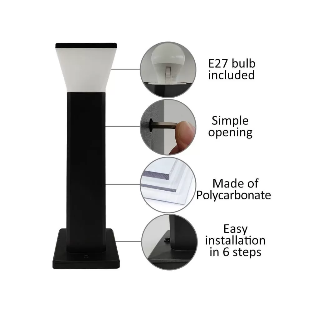 borne-potelet-noir-57cm-9w-led-5-teintes-900-lumens