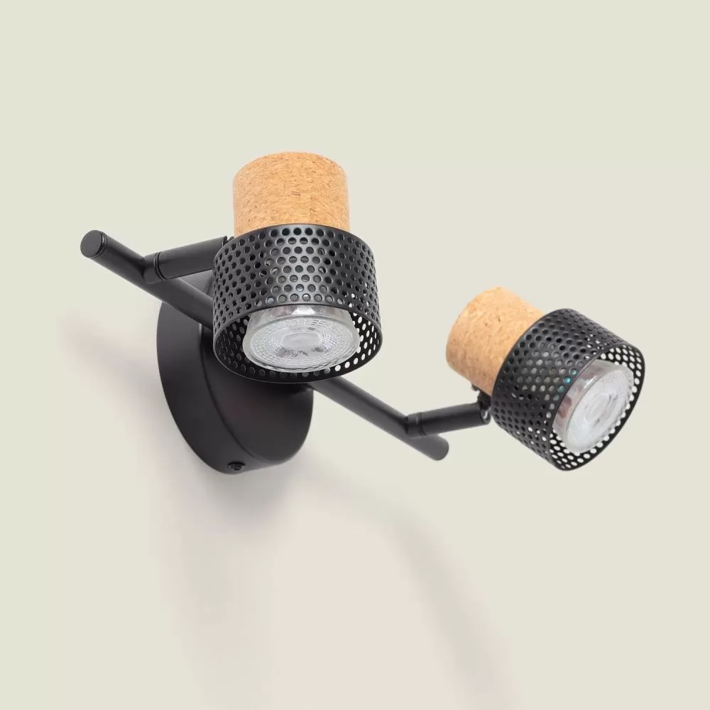 applique-plafonnier-spot-orientable-double-gu10-metal-et-bois
