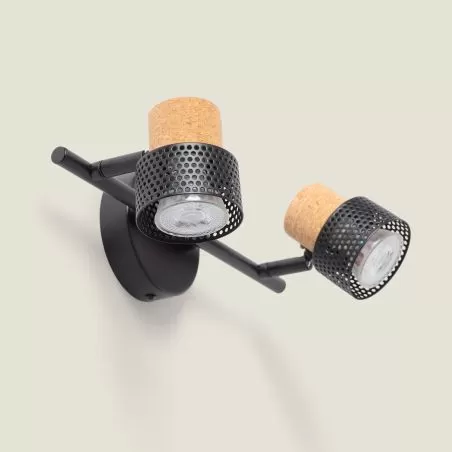 applique-plafonnier-spot-orientable-double-gu10-metal-et-bois