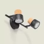 applique-plafonnier-spot-orientable-double-gu10-metal-et-bois
