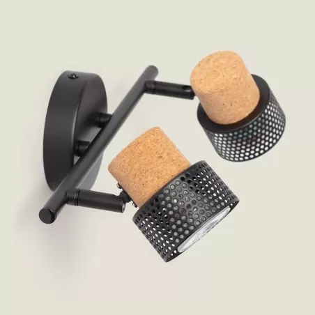 applique-plafonnier-spot-orientable-double-gu10-metal-et-bois