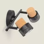 applique-plafonnier-spot-orientable-double-gu10-metal-et-bois