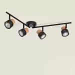 applique-plafonnier-spot-orientable-quatres-gu10-metal-et-bois