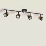 applique-plafonnier-spot-orientable-quatres-gu10-metal-et-bois