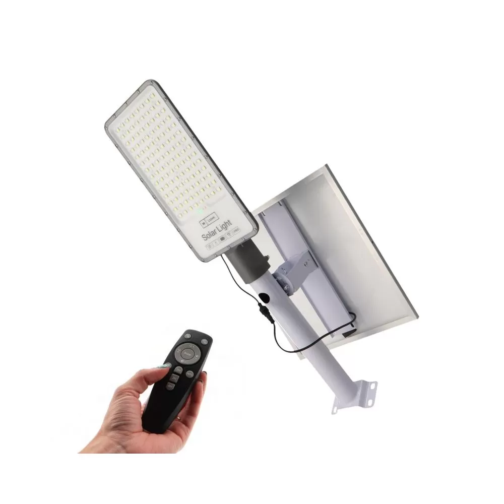 kit-support-mural-candelabre-solaire-led-3300lm-panneau-solaire-crepusculaire-temporise-telecommande