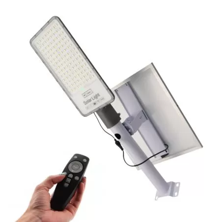 kit-support-mural-candelabre-solaire-led-3300lm-panneau-solaire-crepusculaire-temporise-telecommande