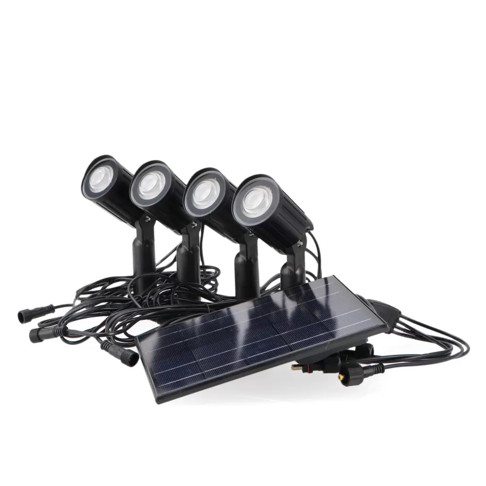 kit-4-spots-led-piquet-panneau-solaire
