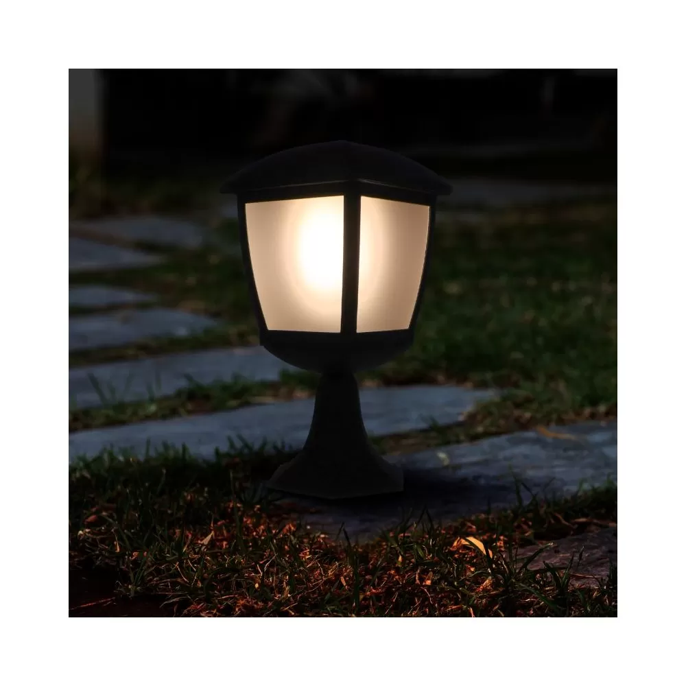 borne-potelet-exterieur-lanterne-28cm-noire-culot-e27
