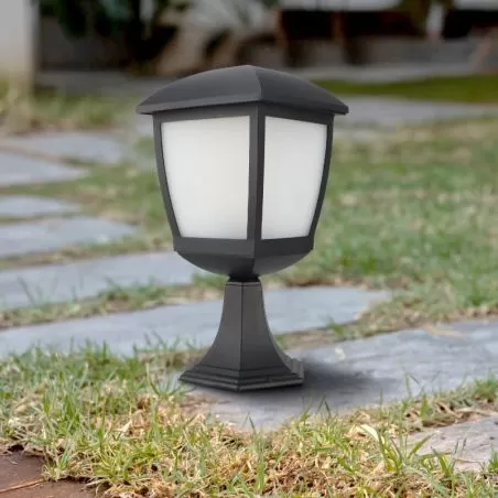 borne-potelet-exterieur-lanterne-28cm-noire-culot-e27