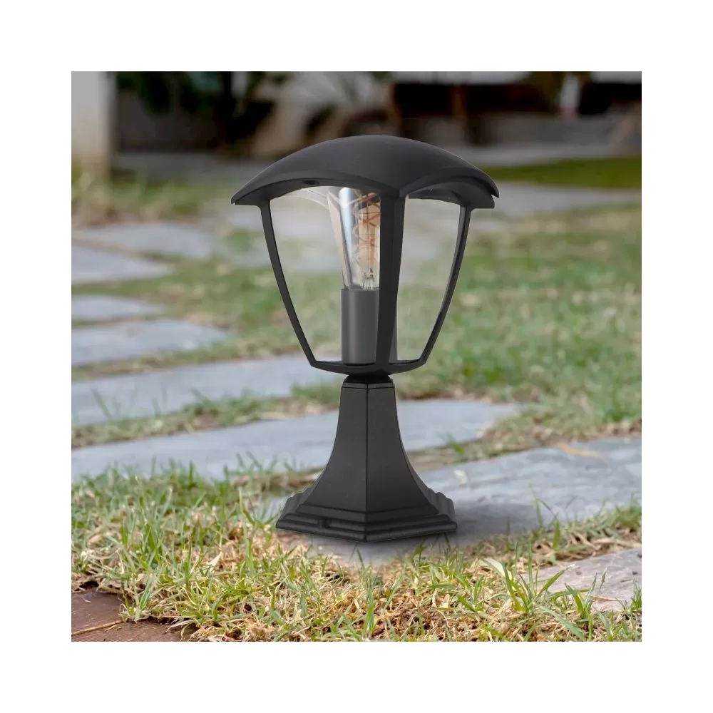 borne-potelet-exterieur-lanterne-28cm-noire-culot-e27