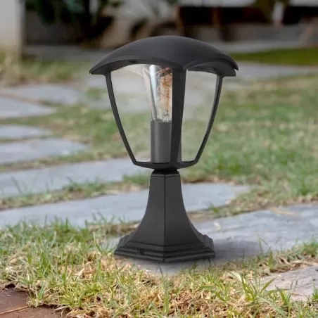 borne-potelet-exterieur-lanterne-28cm-noire-culot-e27