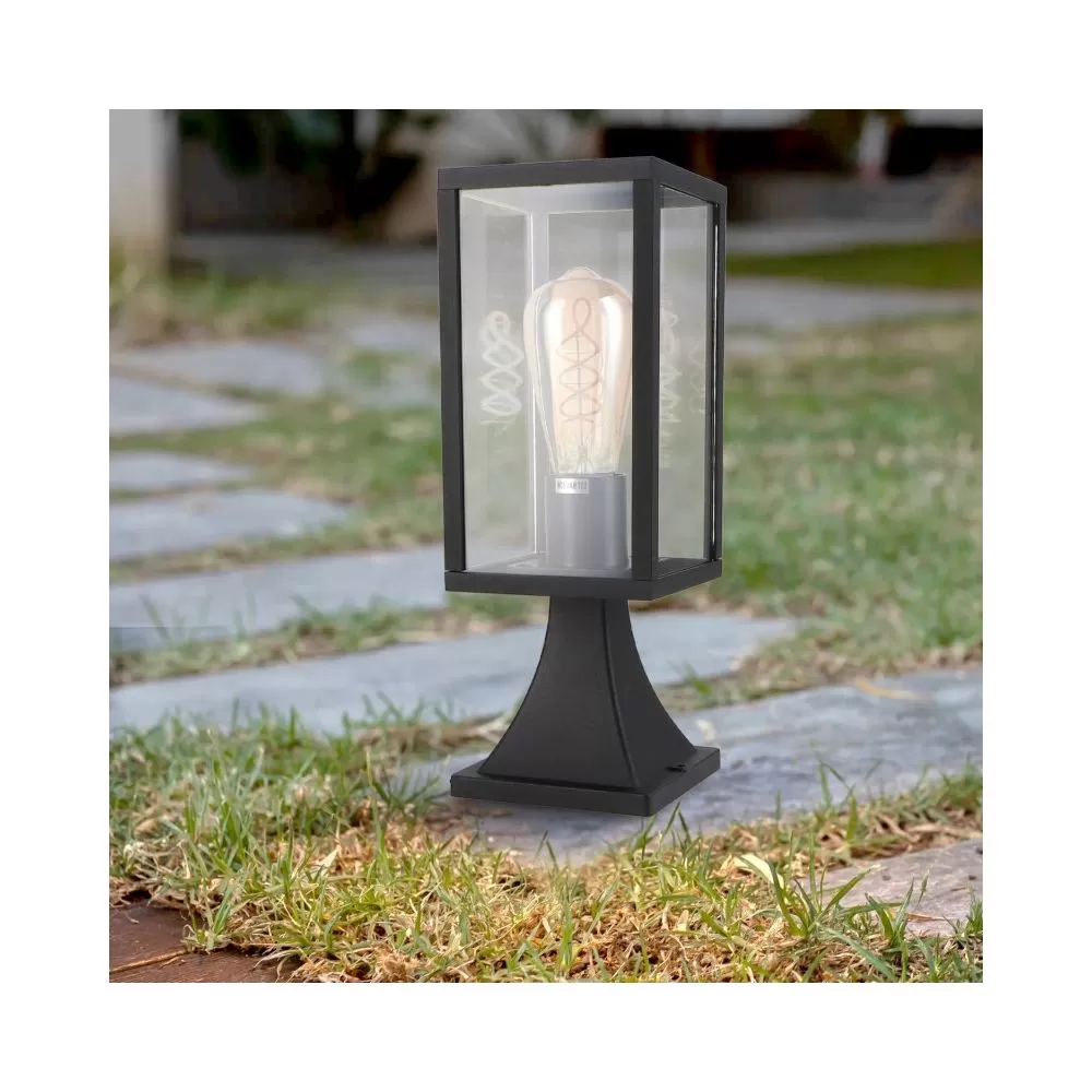 borne-potelet-exterieur-lanterne-28cm-noire-culot-e27