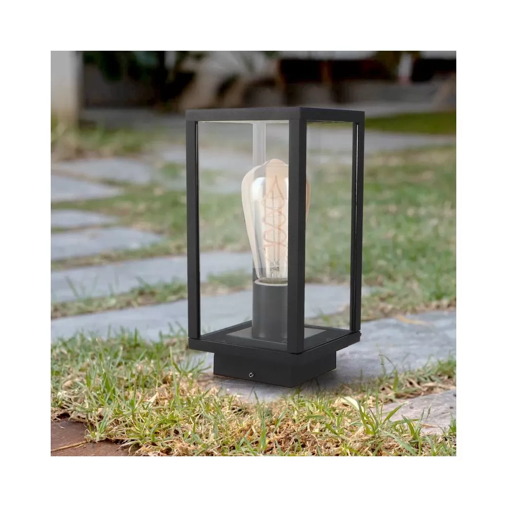 borne-potelet-exterieur-lanterne-28cm-noire-culot-e27