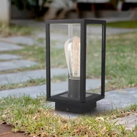 borne-potelet-exterieur-lanterne-28cm-noire-culot-e27