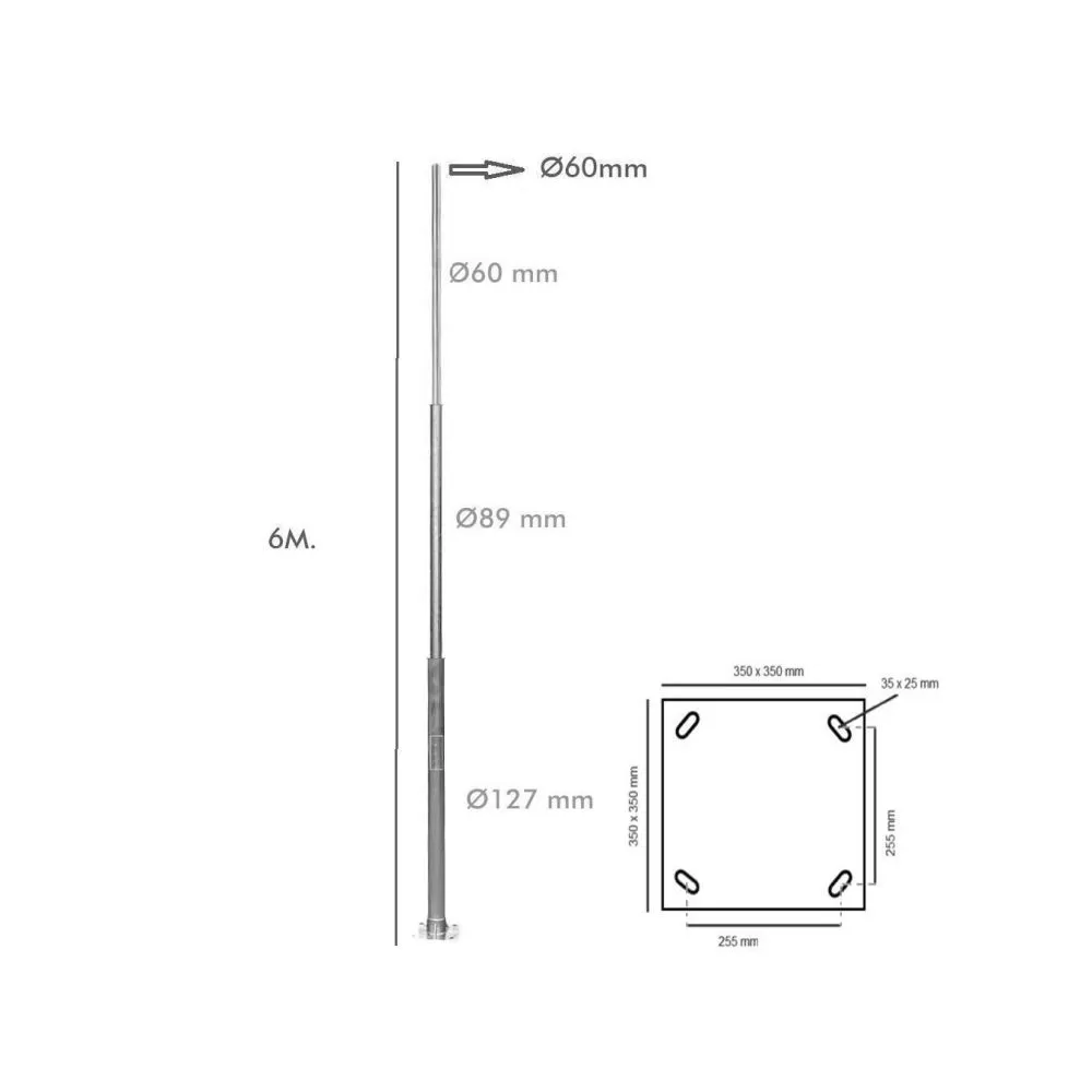mat-poteau-6m-galva-pour-tete-eclairage-public-60mm