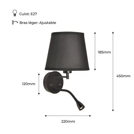 applique-murale-liseuse-led-avec-interrupteur-spot-patere-orientable-noire
