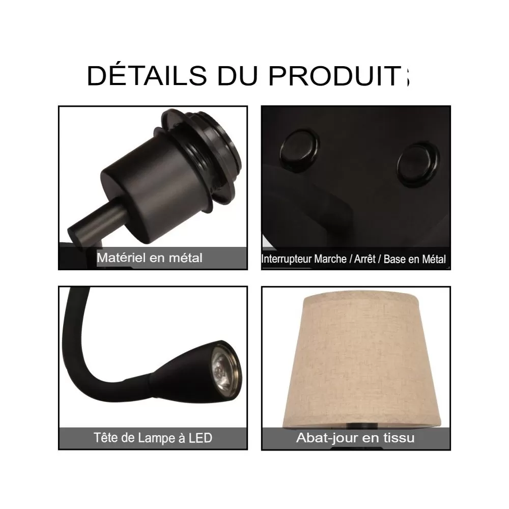 applique-murale-liseuse-led-avec-interrupteur-spot-patere-orientable-noire