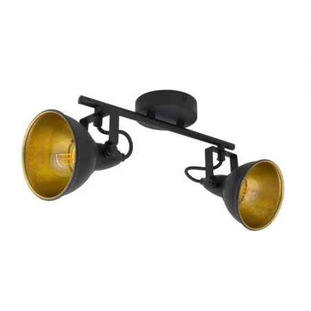 Applique murale plafonnier spot double tetes patere orientable noir-culot e14