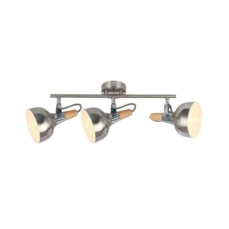 applique éclairage mural ou de plafond spot patere orientable bois et alu-culot e14