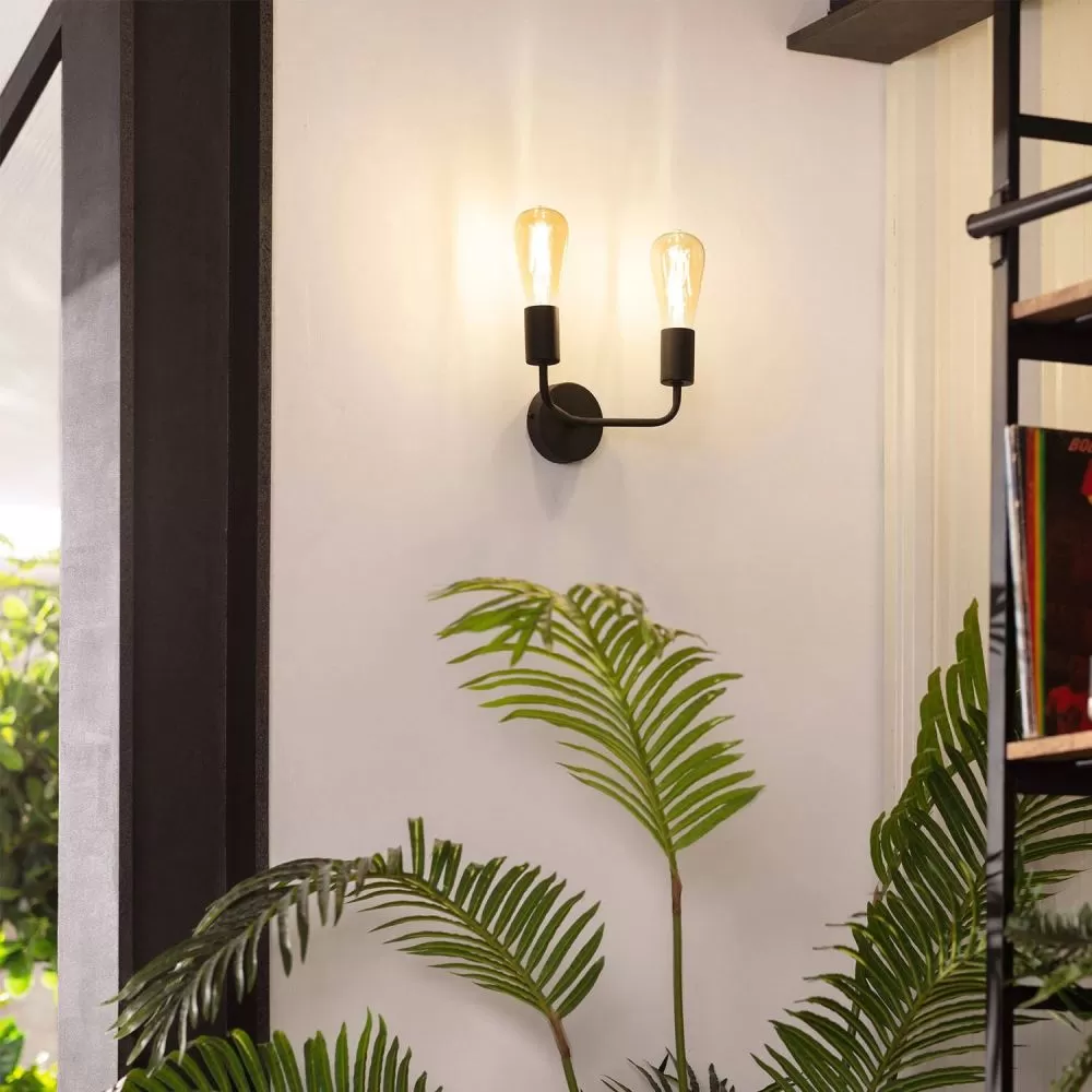 applique-murale-noire-double-douille-e27-aluminium-noir