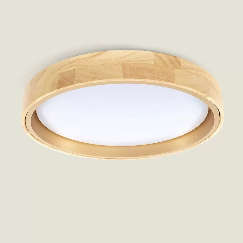 plafonnier-led-cct-24w-rond-40cm-saillie-bois-2700lm