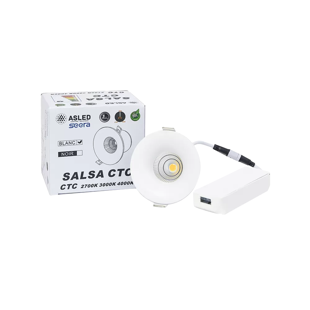 SPOT SALSA Spot 7W blanc recouvrable CTC 2700/3000/4000K