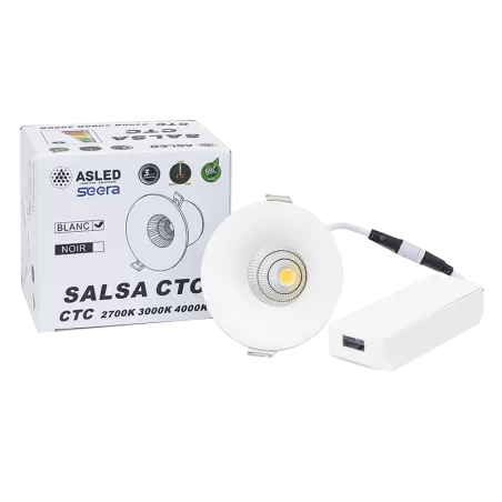 SPOT SALSA Spot 7W blanc recouvrable CTC 2700/3000/4000K