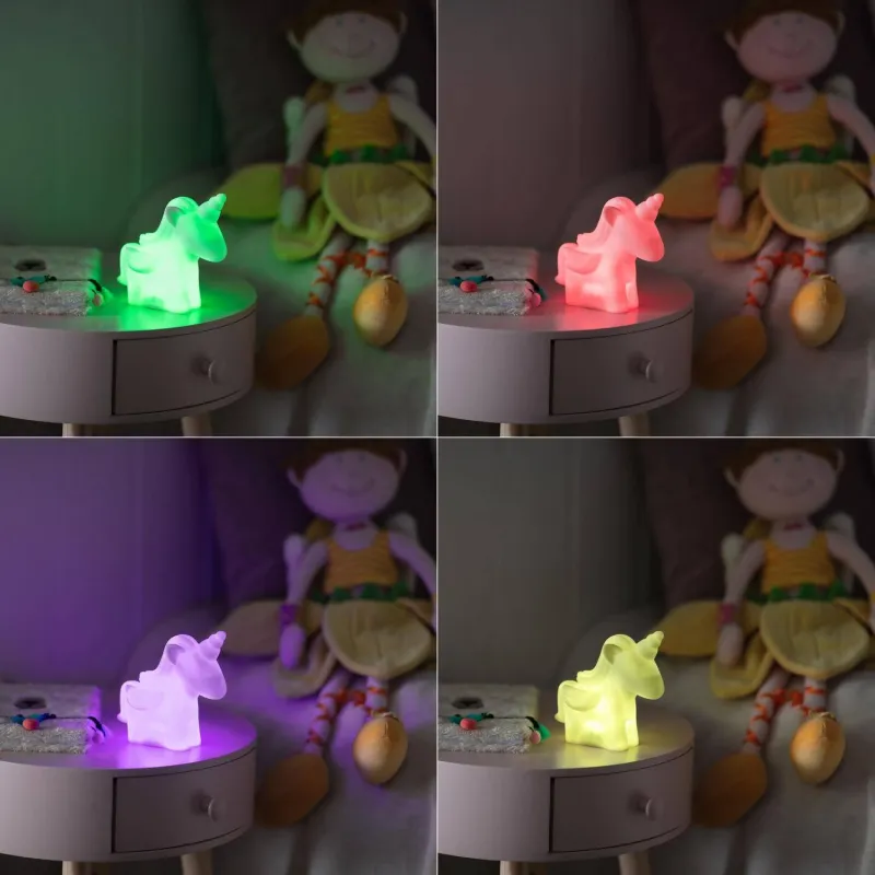 Veilleuse de nuit led rgb a piles licorne