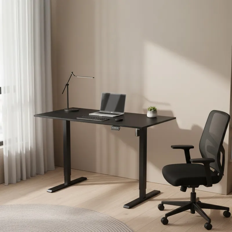 bureau-electrique-120x60-cm-metal-et-bois-noir-reglable-2-hauteurs-de-memoire