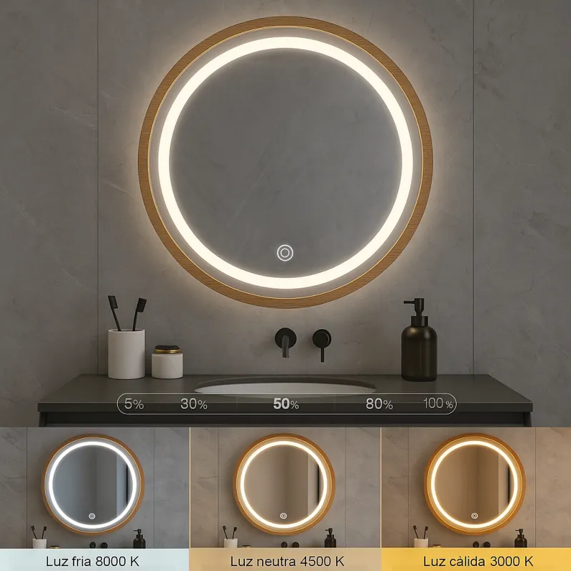 miroir-led-salle-de-bain-lumineux-15w-rond-60cm-decor-bois