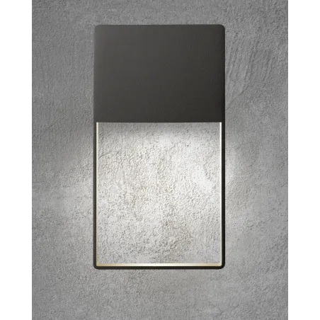applique balisage exterieur led mural rectangulaire noir-150 lumens etanche ip54 moderne 3000k