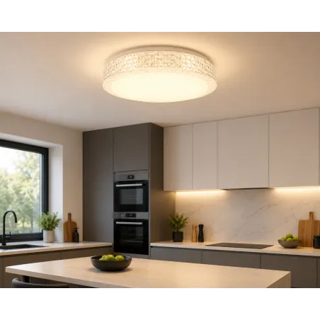 Plafonnier LED E27 effet diamant 33 cm – Luminaire moderne 2 ampoules MILENA C