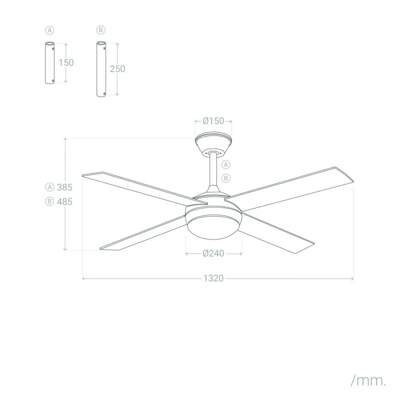ventilateur-de-plafond-led-cct-4-pales-bois et metal-diametre-132cm
