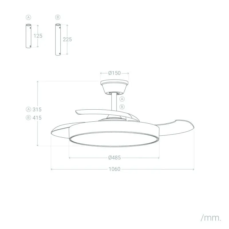 Plafonnier Ventilateur LED 30W CCT Ø100 cm – Pales Rétractables, Télécommande et Mode Été/Hiver