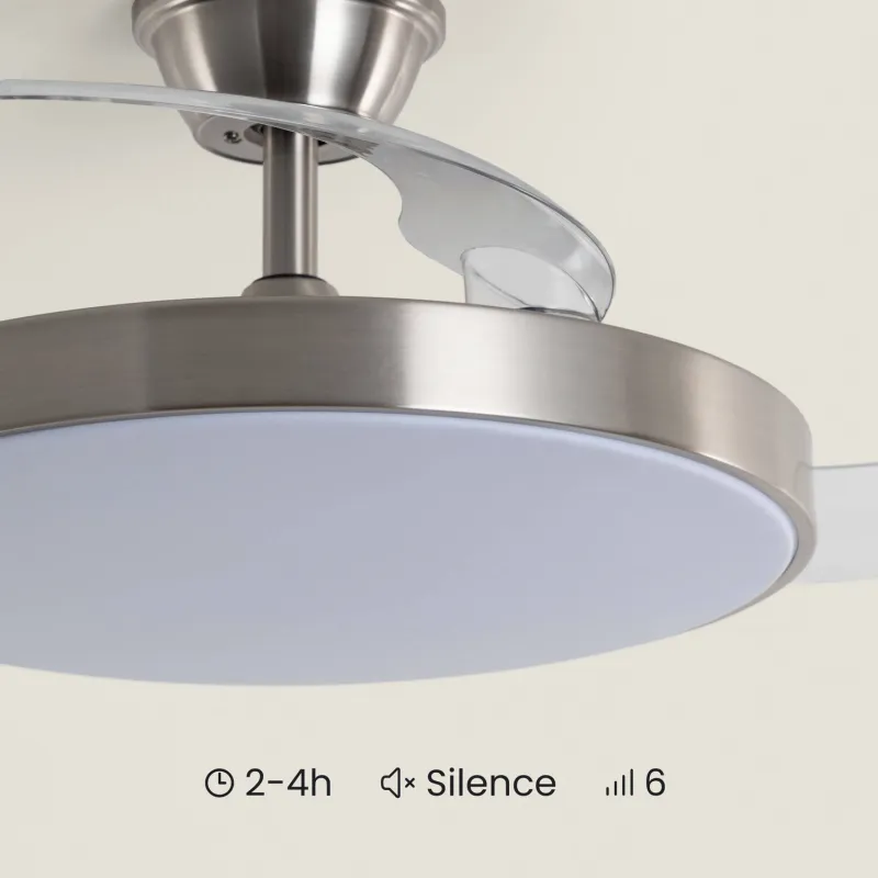 Plafonnier Ventilateur LED 30W CCT Ø100 cm – Pales Rétractables, Télécommande et Mode Été/Hiver