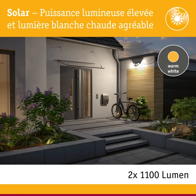 Applique Solaire LED SONLIG 2200 Lumens IP65 avec Détecteur de Mouvement et Capteur Crépusculaire