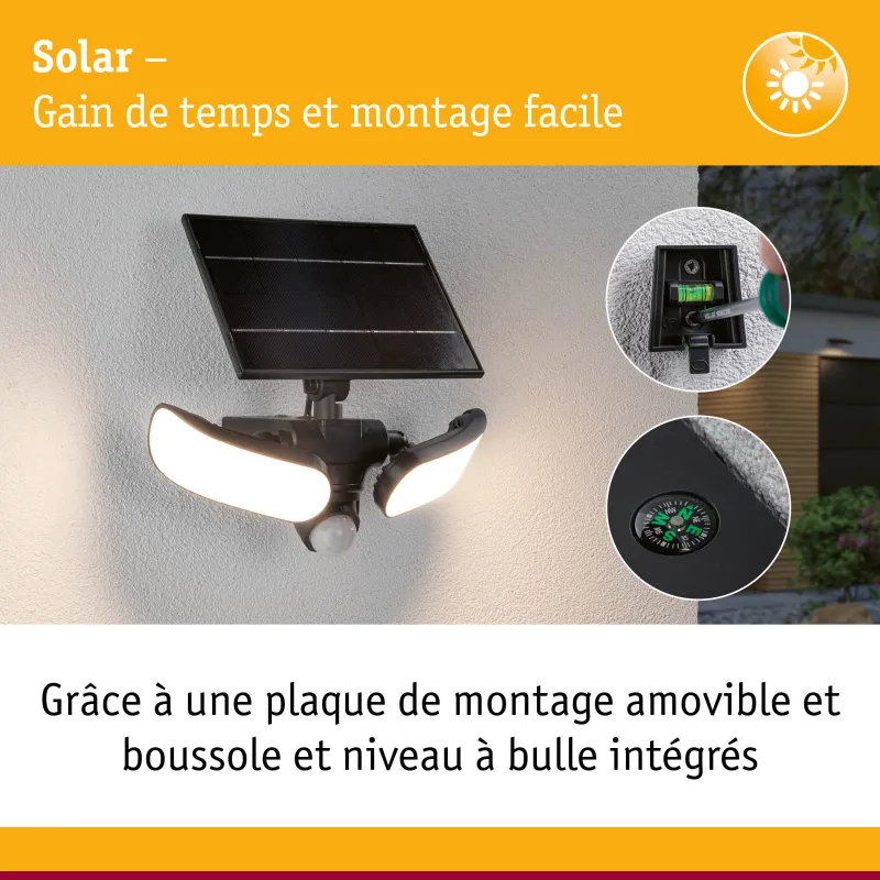 Applique Solaire LED SONLIG 2200 Lumens IP65 avec Détecteur de Mouvement et Capteur Crépusculaire