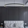 Suspension LED Cercle Noir 120 cm – 56W 7500 Lumens | Luminaire Design Moderne Bureau, Commerce et Intérieur Professionnel