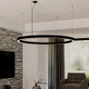Suspension LED Cercle Noir 120 cm – 56W 7500 Lumens | Luminaire Design Moderne Bureau, Commerce et Intérieur Professionnel